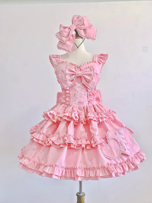 Hachimicos Pink Sleeveless Gothic Lolita Dress Cosplay Costume From Hachimicos
