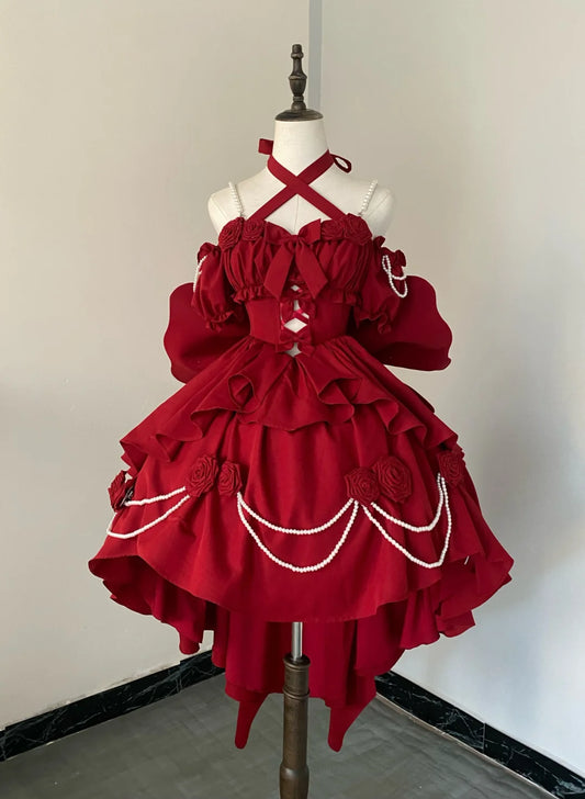 Hachimicos Red Sleeveless Gothic Lolita Dress From Hachimicos
